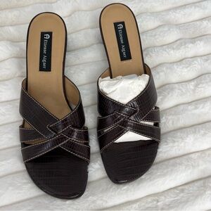 Etienne Aigner Dark Brown Crisscross Sandals